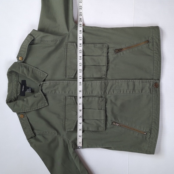 Forever 21 Utility Army Military Style Jacket SMALL Green Pockets - Picture 12 of 16